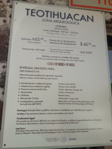 precios teotihuacan